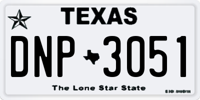 TX license plate DNP3051