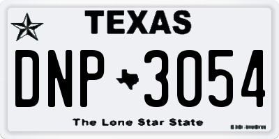 TX license plate DNP3054