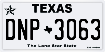 TX license plate DNP3063