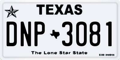 TX license plate DNP3081