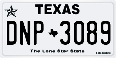 TX license plate DNP3089