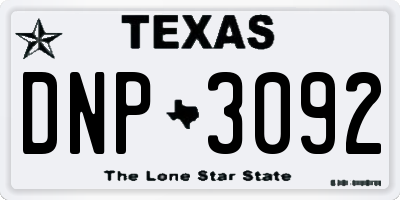TX license plate DNP3092