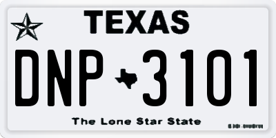 TX license plate DNP3101