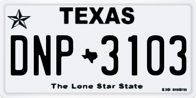 TX license plate DNP3103