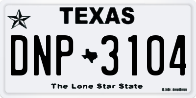 TX license plate DNP3104