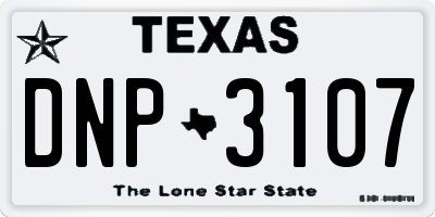 TX license plate DNP3107