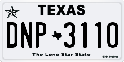 TX license plate DNP3110