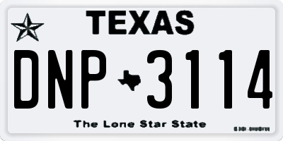 TX license plate DNP3114