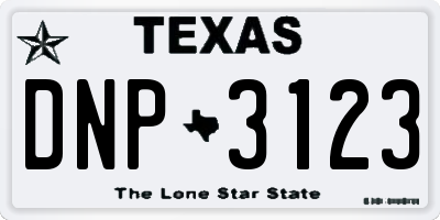 TX license plate DNP3123