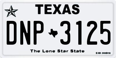 TX license plate DNP3125