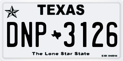 TX license plate DNP3126
