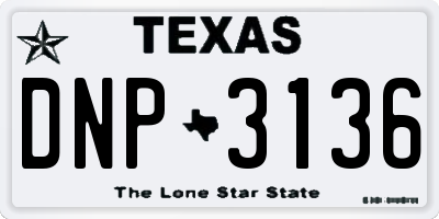 TX license plate DNP3136