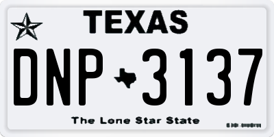 TX license plate DNP3137