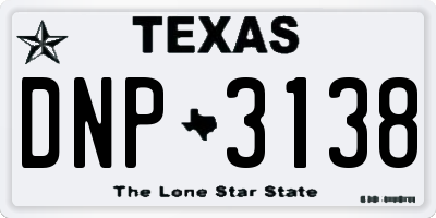 TX license plate DNP3138