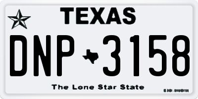 TX license plate DNP3158