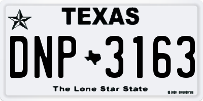 TX license plate DNP3163