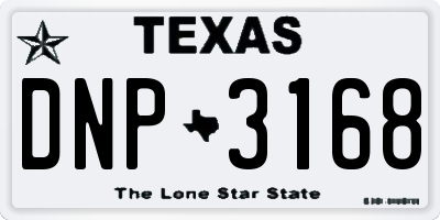 TX license plate DNP3168