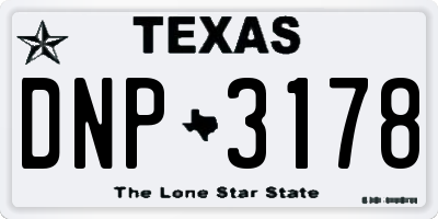 TX license plate DNP3178