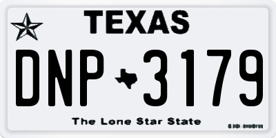 TX license plate DNP3179
