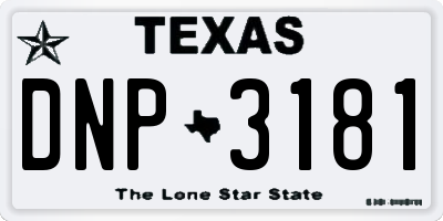 TX license plate DNP3181