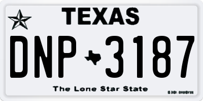 TX license plate DNP3187