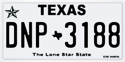 TX license plate DNP3188