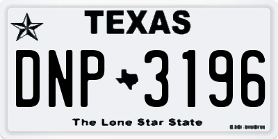 TX license plate DNP3196