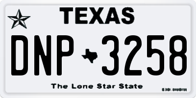 TX license plate DNP3258
