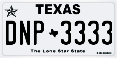 TX license plate DNP3333