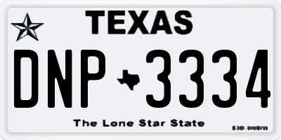 TX license plate DNP3334