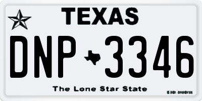 TX license plate DNP3346