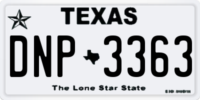 TX license plate DNP3363