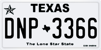 TX license plate DNP3366
