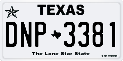 TX license plate DNP3381