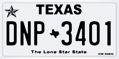 TX license plate DNP3401