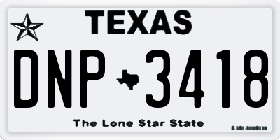 TX license plate DNP3418