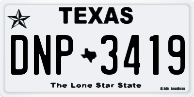 TX license plate DNP3419