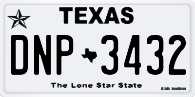 TX license plate DNP3432