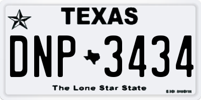TX license plate DNP3434