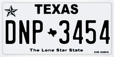 TX license plate DNP3454