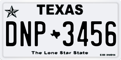 TX license plate DNP3456