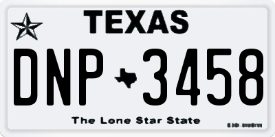 TX license plate DNP3458