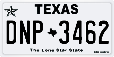 TX license plate DNP3462