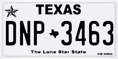 TX license plate DNP3463
