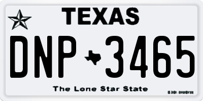 TX license plate DNP3465