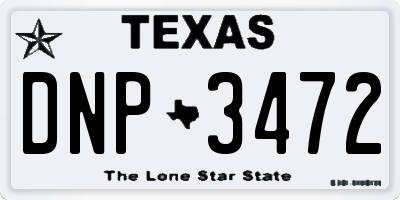 TX license plate DNP3472