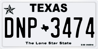 TX license plate DNP3474