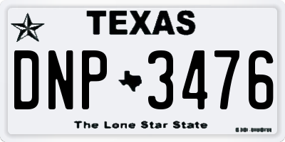TX license plate DNP3476