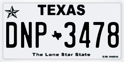 TX license plate DNP3478