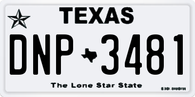TX license plate DNP3481